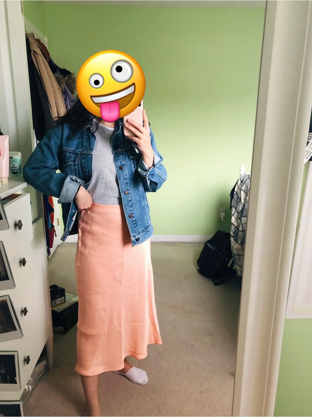 Zara coral satin slip skirt (size s)